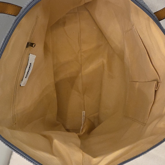 Sonoma Blue Corduroy Tote Bag with Tan Straps. New with Tags. - Picture 7 of 9